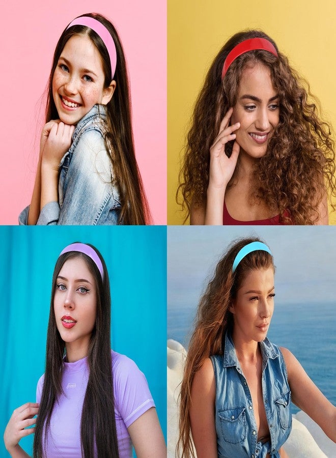 Wecoe Headbands for Girls Women 10pcs 1 Inch Wide Plastic Headbands with Teeth Plain Colorful Hard Head Bands Hairbands Diy Crafts Hair Accessories for Women & Girls - Image 2
